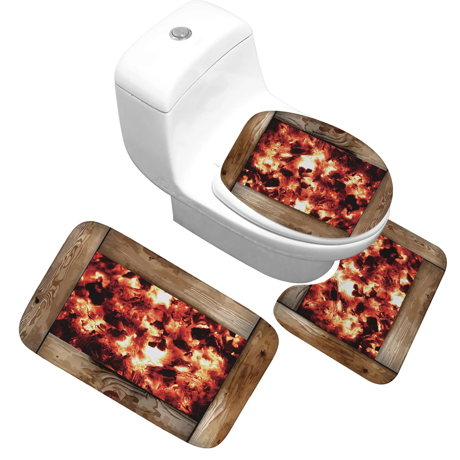 Zeegle 3 шт. коврик для ванной комплект полиэстер абсорбирующий коврик для ног фланелевый пьедестал коврики для туалета чехол для сиденья Противоскользящий коврик для ванной комнаты - Цвет: XKM