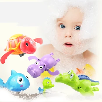 Baby Bath Toys Swim Bath Turtle Dolphin Crocodile Floating Water Wind Up Chain Baby Children Classic Bath Toys 1