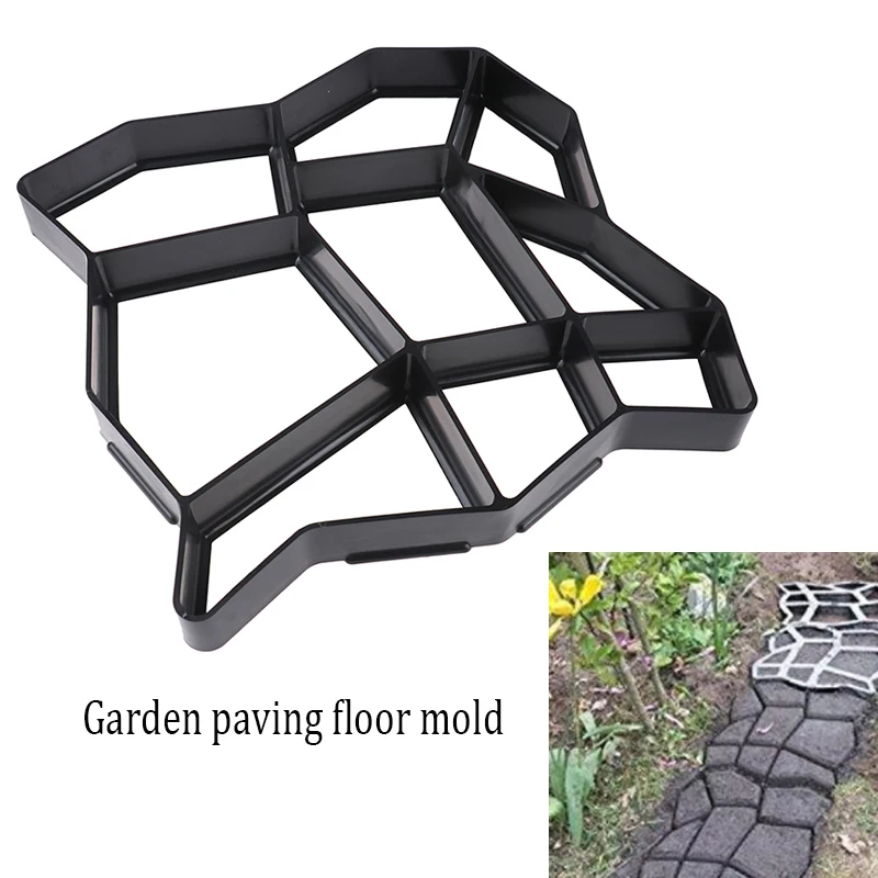 Concrete Molds Garden Path Molds 1PC Plastic Floor Compression Moulds Manually Propylene Paving Cement Concrete Mould Garden Art Pavement Mold Tool
