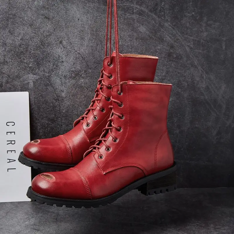 ALLBITEFO real genuine leather women boots Pure color Autumn Winter comfortable breathable ankle boots low heel boots Round toe