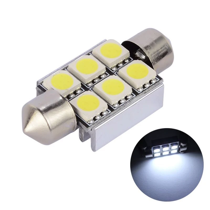 6 шт. яркая белая Гирлянда 6 SMD 5050 светодиодный 6 светодиодный C5 36 мм 39 мм купол внутренняя Лицензия пластинчатый светильник DC12V Автомобильная дверная лампа