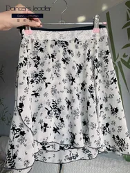 Ballet Short Skirt Flocking Black And White Pattern Women's Dance Skirt Gymnastics Practice Skirt Adult Ballet Lyric Skirt