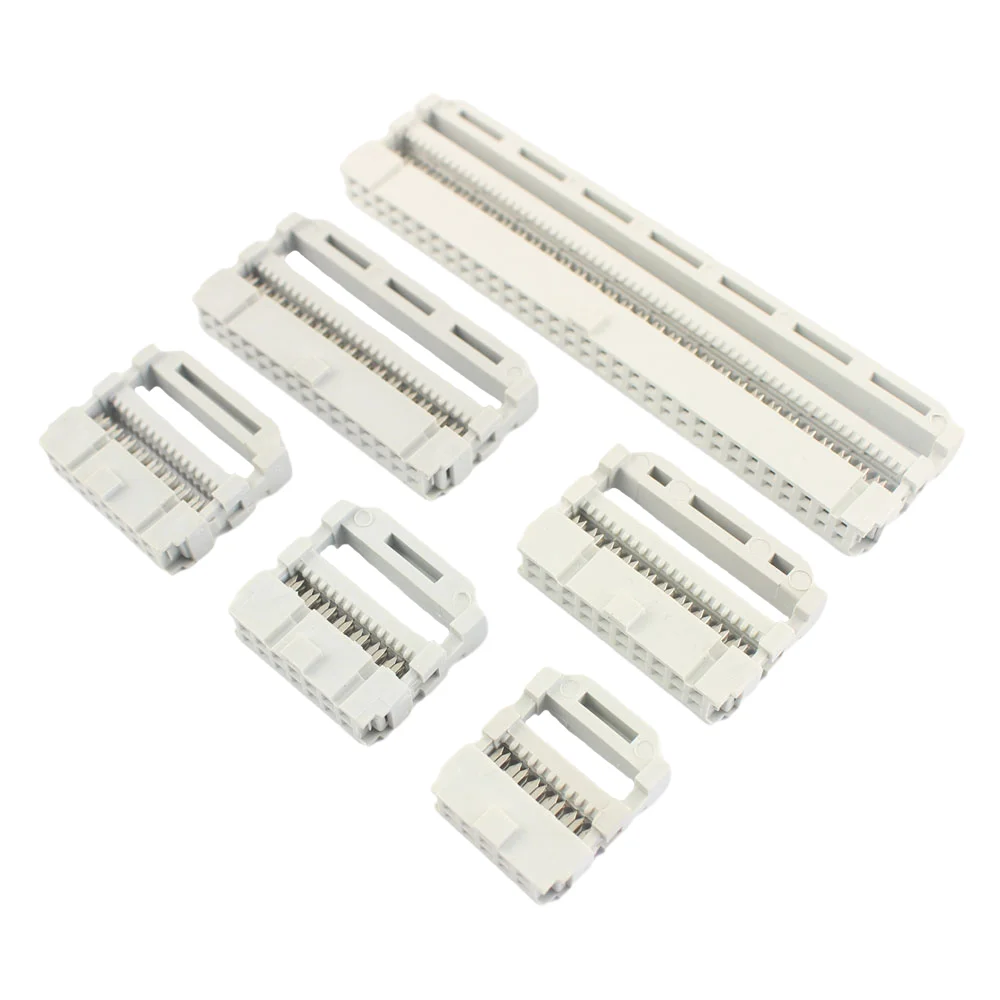 2.54mm FC 10/14/16/20/26/30/34/40/50/64 Pin IDC Female Header Socket Connector For 1.27mm Pitch Flat Cable 10P 14P 16P 20P 1