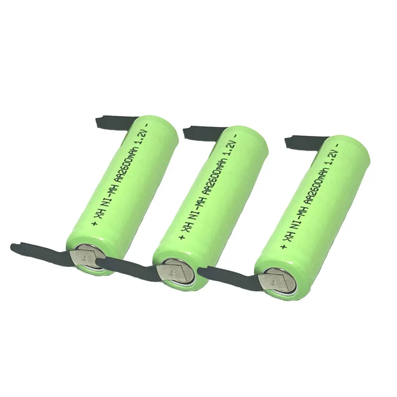 1,2 V 2600mah 2A Ni-MH AA Аккумуляторная батарея с вкладками для Электробритва Philips, зубная щетка AA батарея - Цвет: 3PCS
