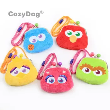 

5 Pieces Sesame Street Party Toys Abby Elmo Cookie Monster Small Coin Bag 12*10cm Children Gift Plush Purse with Strap