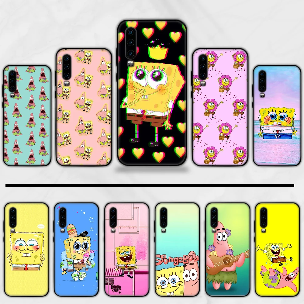 

SpongeBob cartoon cute pattern Silicone Phone Case Cover Funda For Huawei P9 P10 P20 P30 Lite 2016 2017 2019 plus pro P smart