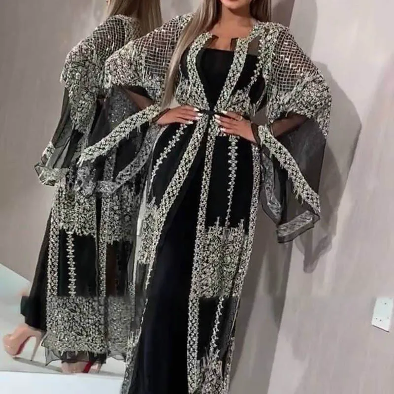 Black African Dresses For Women 2 Piece Set Dashiki African Dress Africa Clothes Girls Abaya Dubai Muslim Dress Islam Clothing