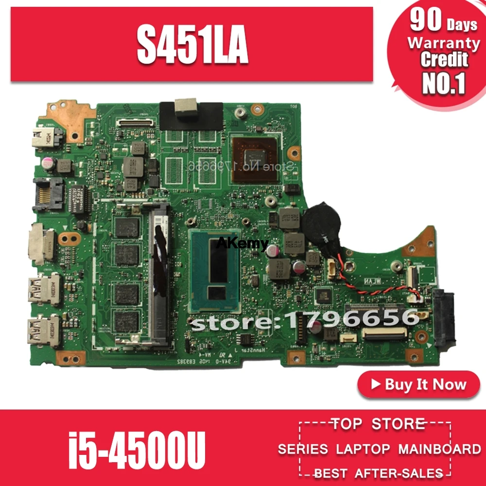Для ASUS S451 S451L V451 V451L S451LN S451LB S451LA Материнская плата ноутбука s451ln материнская плата REV2.1 i5-4200u 4 Гб Оперативная память тестирование