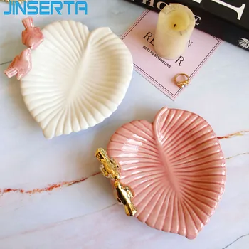 

JINSERTA Ceramic Storage Tray Jewelry Display Plate Rings Earrings Cosmetic Organizer Pink Home Desktop Sundries Decorative Tray
