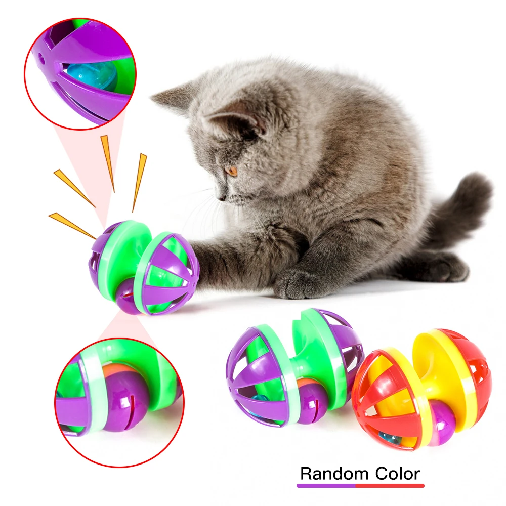 Pet Ball Training Supplies Interactive Pet Cat Ball Toy Colorful Pet Kitten Stick Feather Wand With Small Bell Mouse Cage Toys