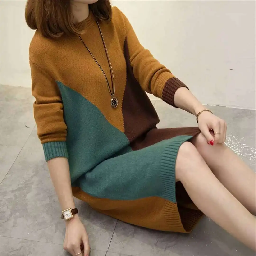 

Korean-style WOMEN'S Knitted Pullover Sweater Women's Crew Neck Long Sleeve 2019 Autumn WOMEN'S Dress