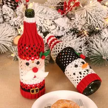 Украшение для рождественского стола, чехлы для красного вина, Рождественская крышка для бутылки с Санта-елкой, комплекты с сумкой, декор для бутылок на год, Рождество ужин вечеринка