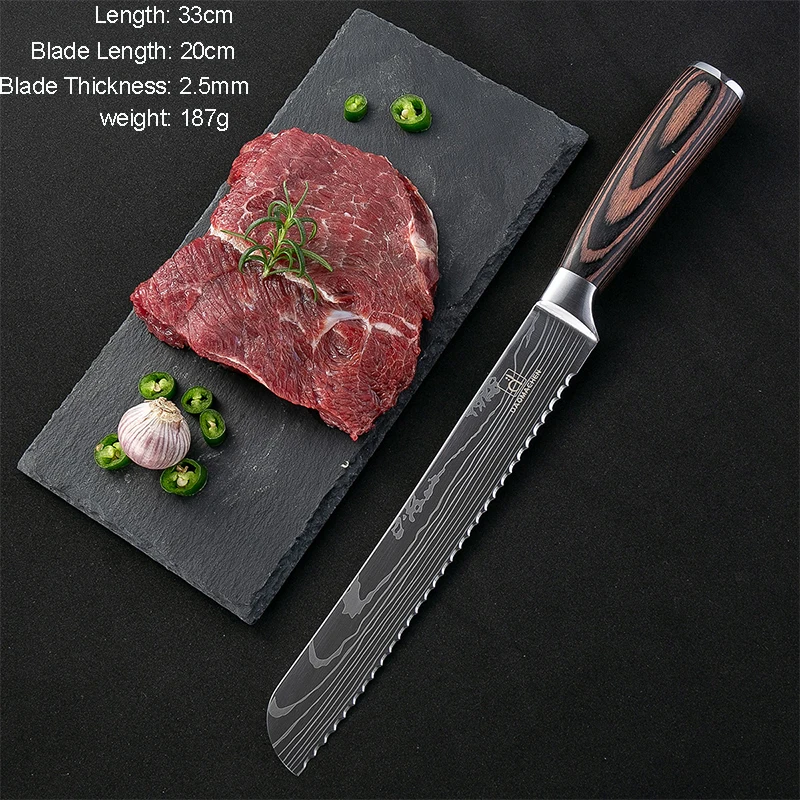 Наборы кухонных ножей с лазерным Дамасским узором, нож шеф-повара, острый нож для нарезки, универсальные ножи, наборы инструментов, кухонные гаджеты для мяса, рыбы