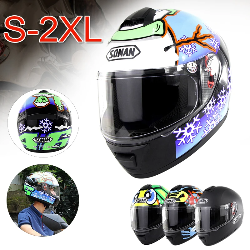 Motorcycle Full Face Helmet Motocross Street Riding Bike Racing Road DOT Safety