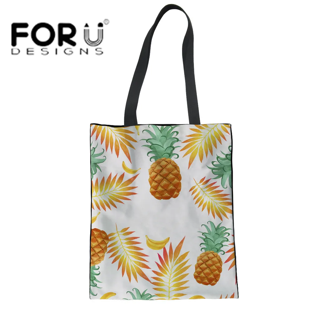 FORUDESIGNS/Модная Повседневная сумка для покупок с рисунком ананаса из мультфильма, эко женская сумка, складная Женская Повседневная сумка для покупок - Цвет: RI013Z22