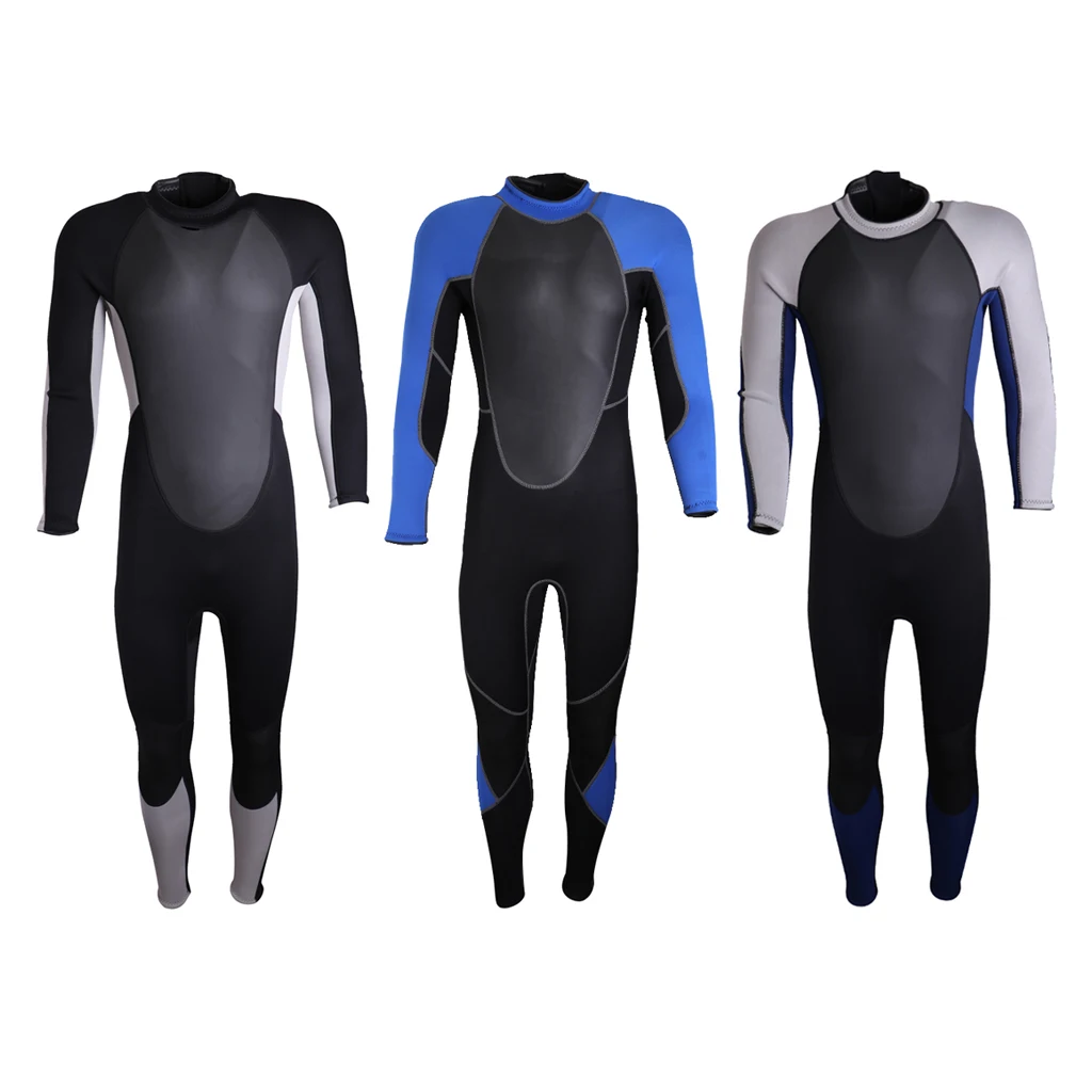 Mens 3mm Neoprene Surf Suit Back Zip Full Wetsuit Sports Skins Suit Wetsuits for Kayaking Snorkeling Scuba Diving 