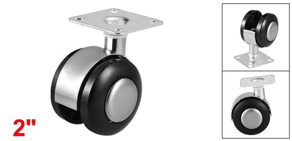 uxcell 1.5 Inch 2 Inch Furniture Casters Wheels Replacement Alloy Plastic Twin Wheel Top Plate Mount Swivel Caster