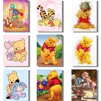 

5d Diy Diamond Painting Full Round Daimond Embroidery Cartoon Winnie The Pooh Animal Mosaic Rhinestone Embroidery Bedroom Decor