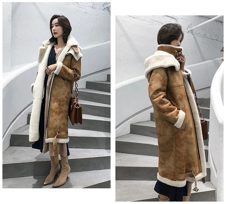 Новое поступление Женская натуральная шерсть овец меринос куртка с капюшоном женская брендовая Зимняя Толстая теплая Натуральная Овечья шуба двусторонняя