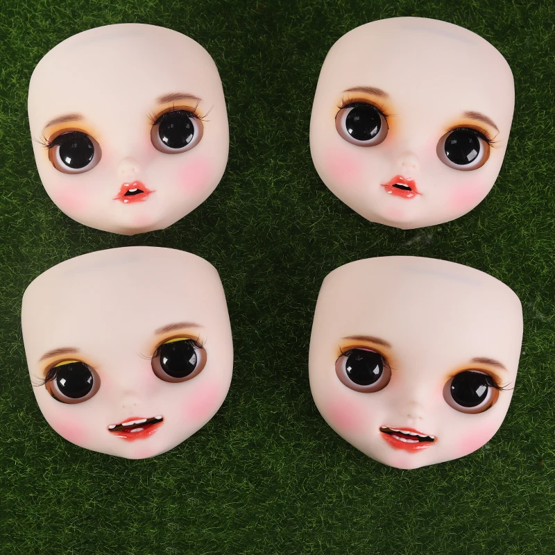 Новое готовое матовое лицо для Blyth Doll ледяной открытый рот с зубами белая кожа губ