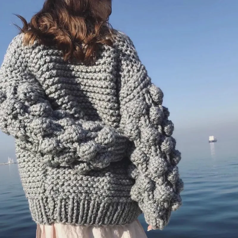 Chic Coarse Crochet Cardigan 3D Floral Hook