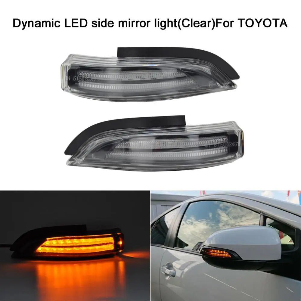 

Amber Sequential Flash LED Side Mirror Turn Signal Blinker Light Assembly For Toyota Prius C Venza Avalon Corolla