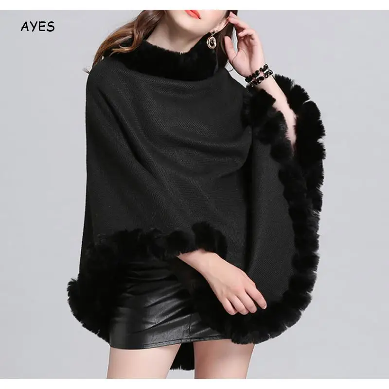 ##BUY Ponchos and Capes Women 2019 Fashion Faux Fur Collar Winter Wool Cloak Cape Coat Poncho Long Overcoat White Thicken Warm Coat