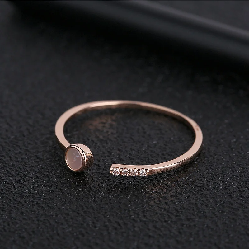 MIGGA тонкое кольцо из натуральной скорлупы для женщин, розовое золото, кубическое циркониевое кольцо украшение