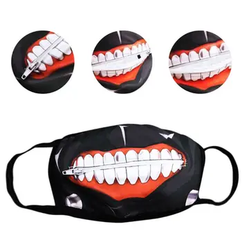 

Unisex Anime Anti Dust Mouth Mask Cartoon Zipper Teeth Print Cosplay Respirator