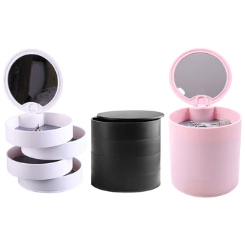

12x12x12CM Nordic Mirror Jewelry Storage Box Small Objects Storage Container Multi-layer Rotating Storage Case