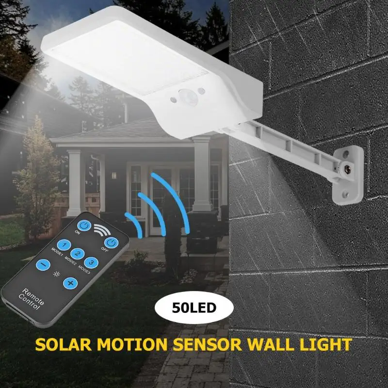 

Newest Waterproof 1000LM 50 LED Motion Solar Light PIR Sensor Lamp Outdoor remote control rotate bracket solar street light