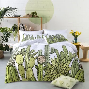 

Soft Bedding Set 3pcs Cartoon Cactus 3D Printing Plants Bed Set Flower Duvet Cover Set Warm Fashion Bed Kit Home/Hotel 3 Sizes