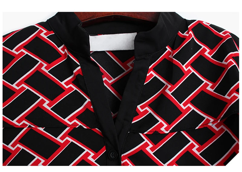 [EAM] Women Red Pattern Printed Big Size Dress New Stand Collar Long Sleeve Loose Fit Fashion Tide Spring Autumn 2020 1DA115