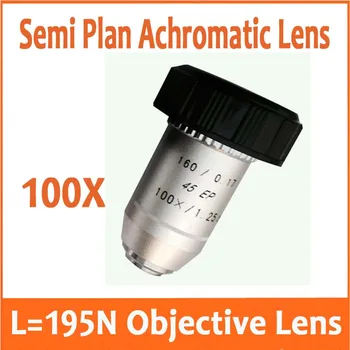 

100X 195N Semi Plan Achromatic Objective Lens 160/0.17 Thread Diameter 20.2mm for Medical Biological Microscope Bio-Microscope