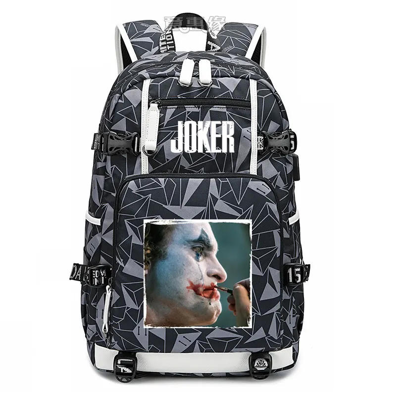 Новинка, рюкзак joker Joaquin Phoenix, сумка для ноутбука, мужские дорожные сумки, USB, Оксфорд, рюкзак