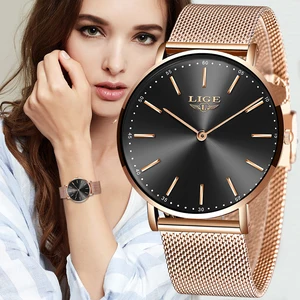 Image 1 - 2020 LIGE New Rose Gold Women Watch Business Quartz Watch Ladies Top Brand Luxury Female Wrist Watch Girl Clock Relogio Feminin