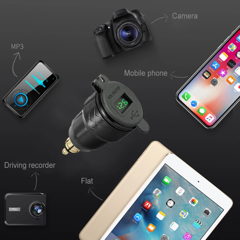 4.2A мотоциклетная Быстрая зарядка 3,0 двойной USB Автомобильное зарядное устройство розетка цифровой дисплей Вольтметр для телефона USB зарядное устройство Быстрая зарядка