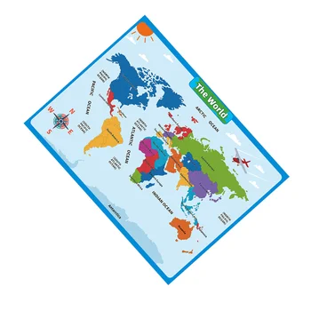 

2pcs Children Geography Learning Materials American Map World Map Educational Poster for Office