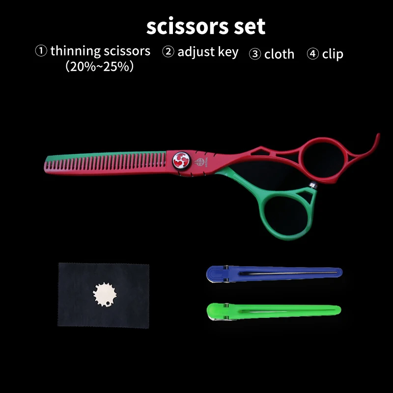 Быстрая Профессиональная Япония 440C 6 дюймов ножницы для волос Парикмахерские лазерные лезвия для резки и филировочные ножницы - Цвет: RED CUTTING