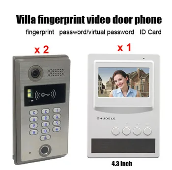 

For 2 Doors New Arrival Intercom System Doorbell 4.3" Video Door Phone 700TVL HD Camera Fingerprint&Password Unlocking Function