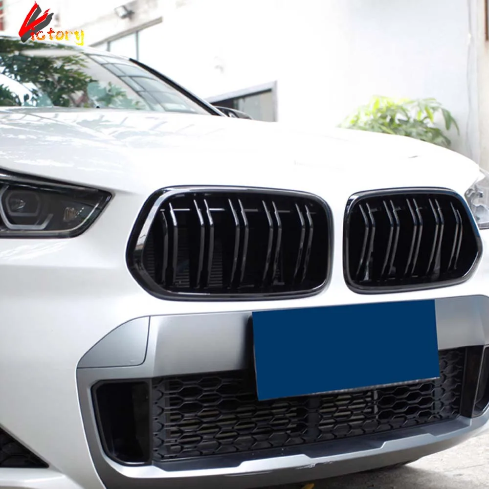 

Dual Line Front Kidney Grille For BMW X2 F39 2019-IN Gloss Black ABS Racing Grills Car Accessory