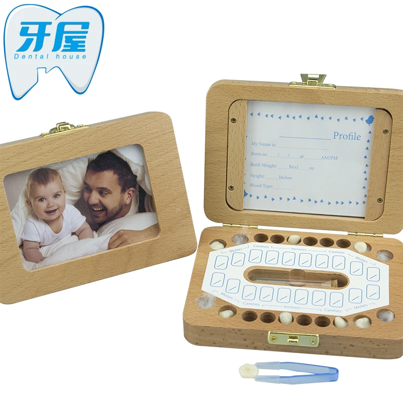 

Explosive baby solid wood tooth box / photo frame photo storage box / tooth collection box / growth memorial tooth box souvenir