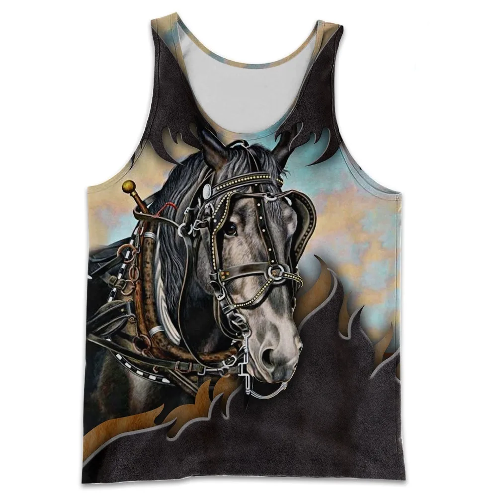 Sommer Männer weste 3D t-shirt Liebe Pferd Gedruckt Harajuku Ärmelloses T-shirt Unisex Casual Tank tops Großhandel und Drop verschiffen – Detail 4