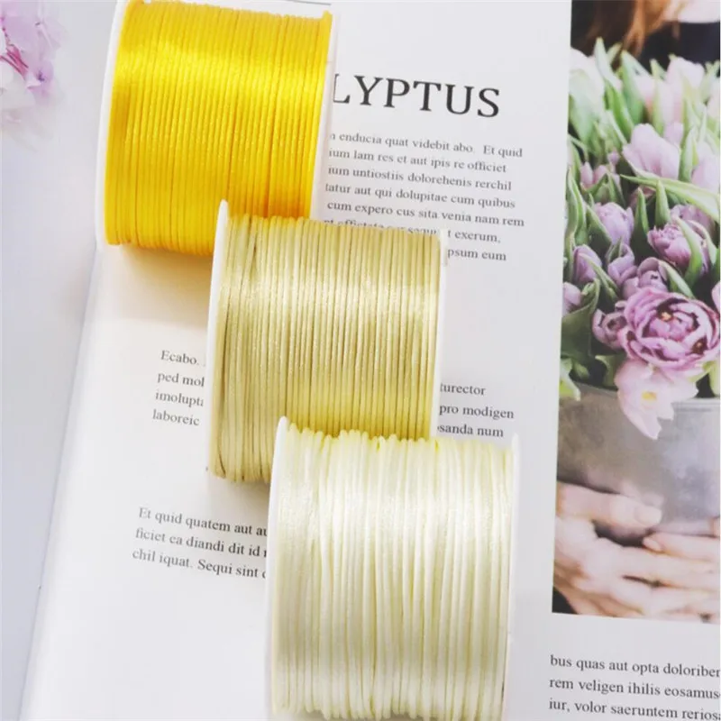 1MM X 50Meters Chinese Knot Rattail Nylon Shamballa Satin Cord Braided Macrame String Jewelry Findings Beading Rope