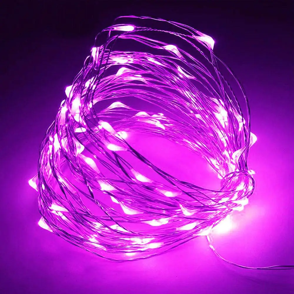 Медный провод Сказочный свет 10 светодиодный садовый ярд фестиваль супер яркий аккумулятор Прочный Открытый Рождественский Декор Ландшафтная лампа - Испускаемый цвет: Purple