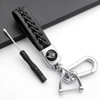 

Car-Styling 3D Metal Leather Auto Logo Keychain Key Chain Key Rings for Mini Cooper S one JCW clubman countryman R50 R52 R55 R56
