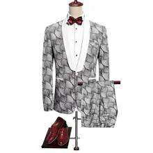 

Printed Trousers Suit Two-piece Suit Mens Slim Korean Casual Wedding Banquet Suit Suits Men