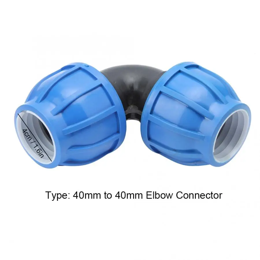 PE Plastic Water Pipe Connector Adapter Elbow Connector Fittings Accessories 40mm to 40mm Pipe Elbow Adapter