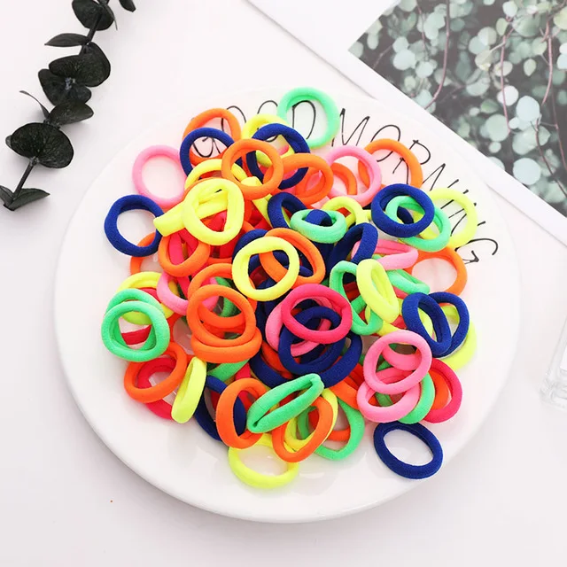 crude mix 1 New 100PCS/Lot Girls Candy Colors Nylon 3CM Rubber Bands Children Safe Elastic Hair Bands Ponytail Holder Kids Hair Accessories - Цвет: crude mix 1