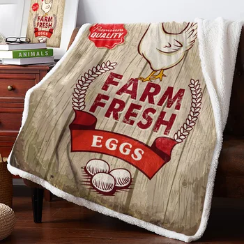 

Farm Eggs Wooden Board Retro Style Throw Blanket Bedspread Coverlet Soft Warm Fleece Blanket Christmas Decor Blankets for Beds